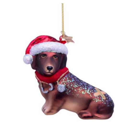 Ornament glass little dachshund vaccinated H8cm