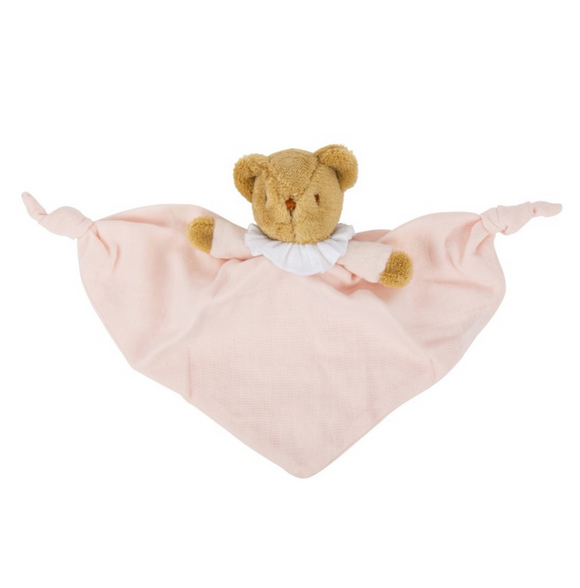 Bear triangle conforter with rattle 20cm(powder pink)