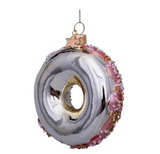 Ornament glass gold/pink donut H11cm