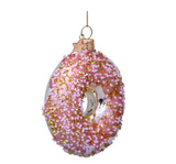 Ornament glass gold/pink donut H11cm