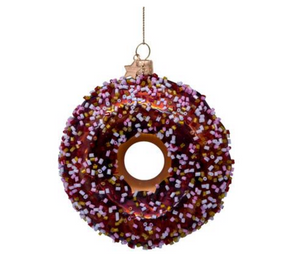 Ornament glass brown donut H11cm