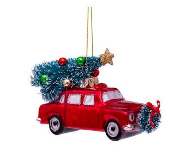 Red car with christmas tree H5.5cm