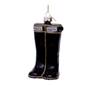 Ornament glass black boots H11cm