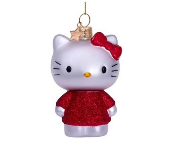 Ornament glass Hello Kitty red dress H9cm
