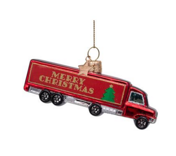 Ornament glass red truck H5cm