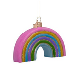Ornament glass soft multi colored rainbow H5cm