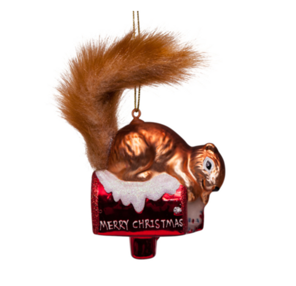 Ornament glass brown squirrel   H12cm