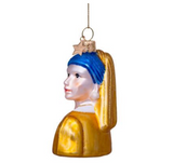 Ornament glass girl with a pearl earring vermeer H8cm