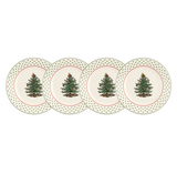Christmas Tree Polka Dot S/4 Dessert Plates