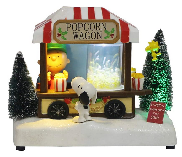 Peanuts© Battery-Operated LED Musical popcorn wagonTable Piece
