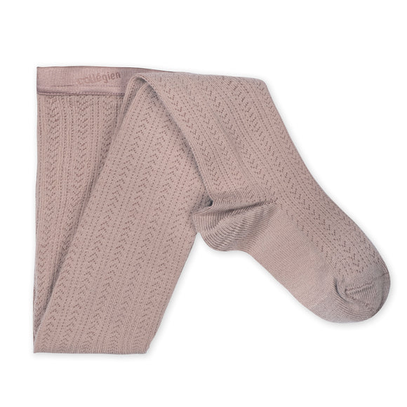 Angelique - Pointelle Merino Wool Tights - Dusty Pink