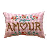 Amour Embroidered mini Cushion(gingham)