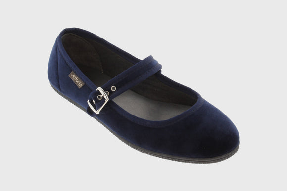 Velvet Maryjane shoes (deep blue)